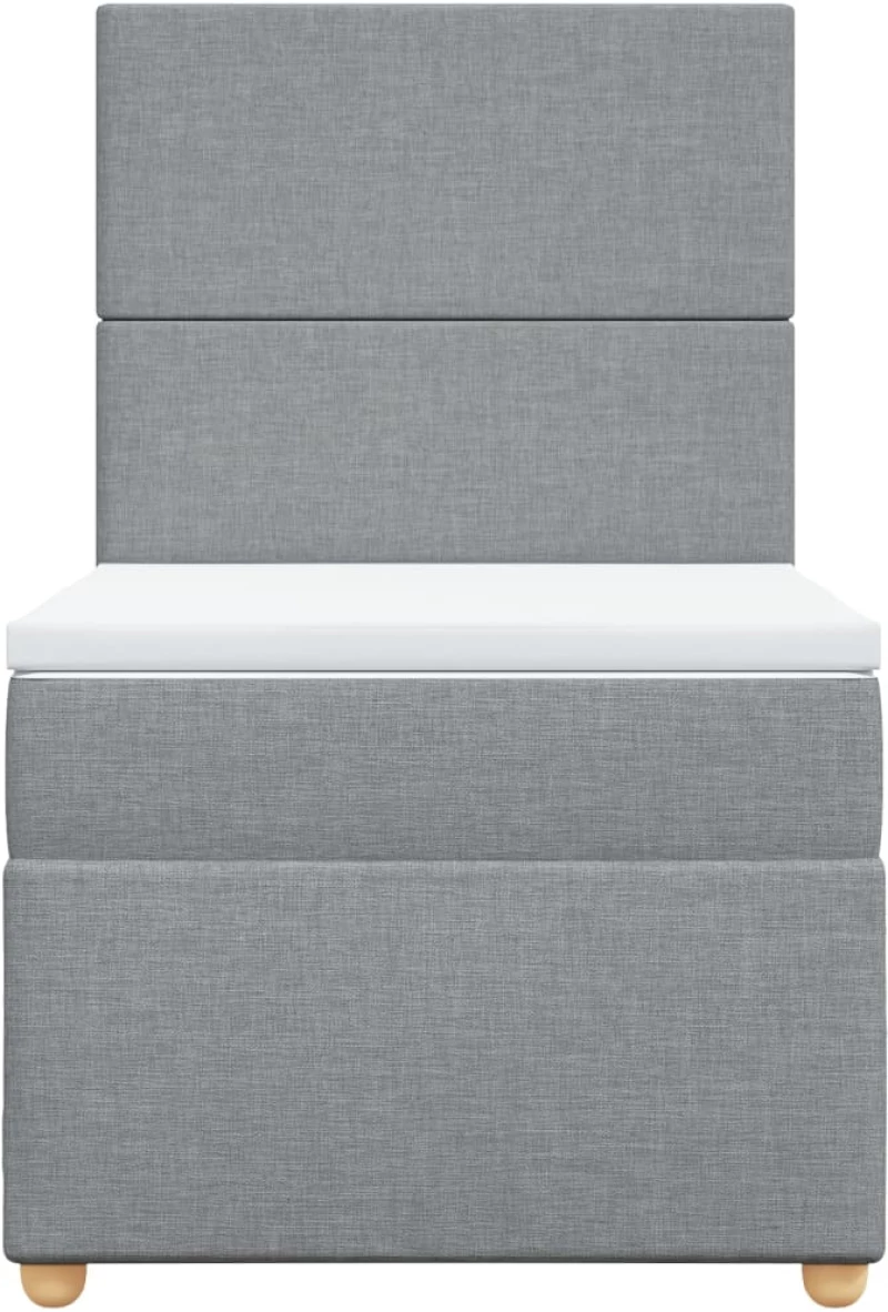 vidaXL Κρεβάτι Boxspring με Στρώμα Ανοιχτό Γκρι 90x200 εκ. Υφασμάτινο