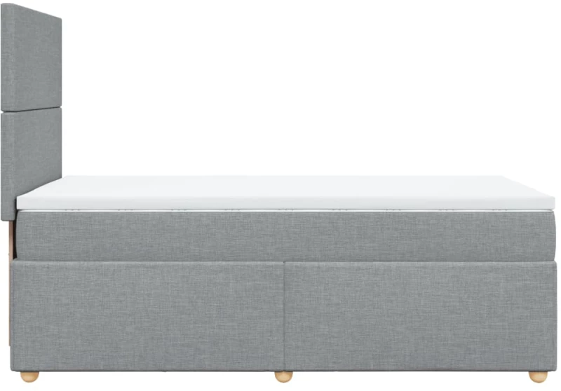 vidaXL Κρεβάτι Boxspring με Στρώμα Ανοιχτό Γκρι 90x200 εκ. Υφασμάτινο