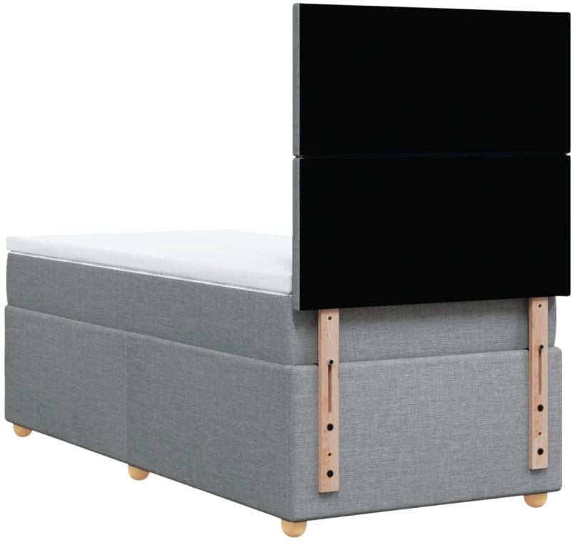 vidaXL Κρεβάτι Boxspring με Στρώμα Ανοιχτό Γκρι 90x200 εκ. Υφασμάτινο
