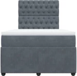vidaXL Κρεβάτι Boxspring με Στρώμα Σκούρο Γκρι 120x190 εκ. Βελούδινο