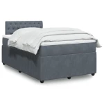 vidaXL Κρεβάτι Boxspring με Στρώμα Σκούρο Γκρι 120x190 εκ. Βελούδινο