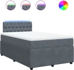 vidaXL Κρεβάτι Boxspring με Στρώμα Σκούρο Γκρι 120x190 εκ. Βελούδινο