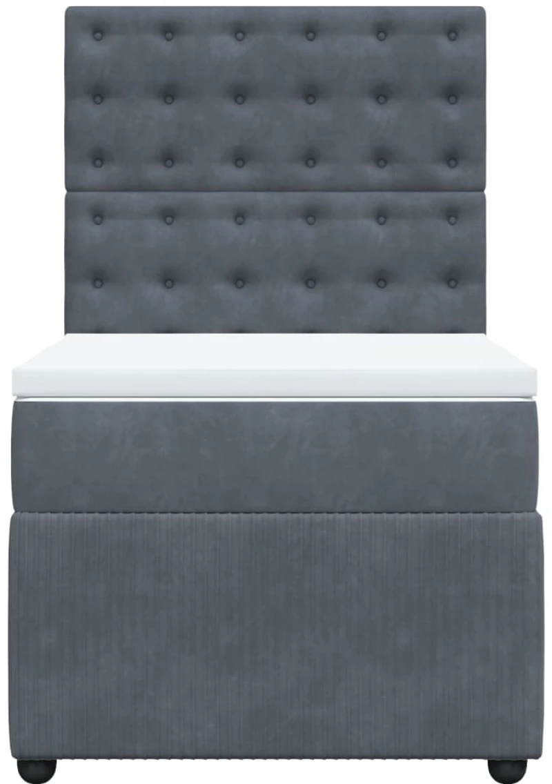 vidaXL Κρεβάτι Boxspring με Στρώμα Σκούρο Γκρι 90x200 εκ. Βελούδινο