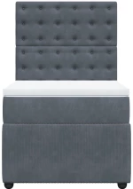 vidaXL Κρεβάτι Boxspring με Στρώμα Σκούρο Γκρι 90x200 εκ. Βελούδινο