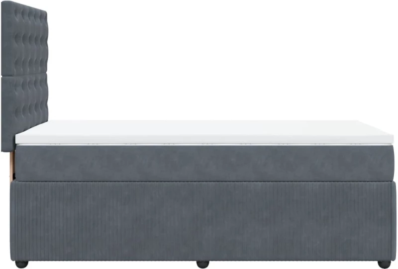 vidaXL Κρεβάτι Boxspring με Στρώμα Σκούρο Γκρι 90x200 εκ. Βελούδινο