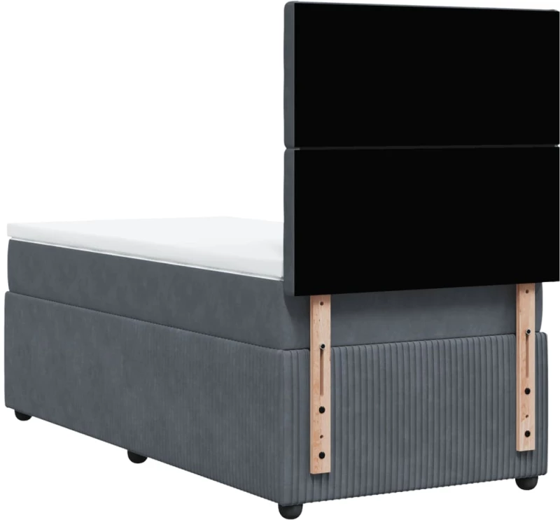 vidaXL Κρεβάτι Boxspring με Στρώμα Σκούρο Γκρι 90x200 εκ. Βελούδινο