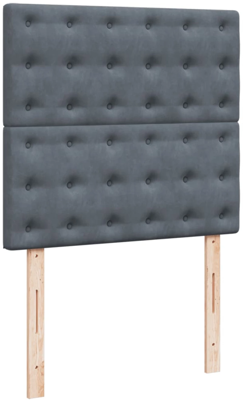 vidaXL Κρεβάτι Boxspring με Στρώμα Σκούρο Γκρι 90x200 εκ. Βελούδινο