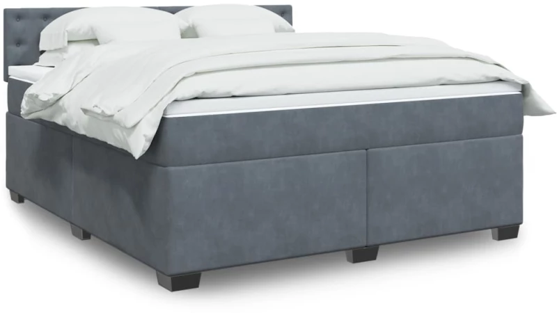 vidaXL Κρεβάτι Boxspring με Στρώμα Σκούρο Γκρι 180x200 εκ. Βελούδινο