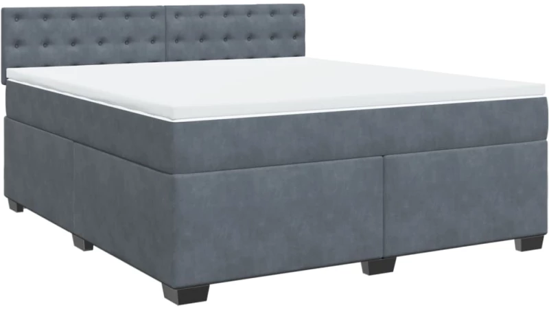 vidaXL Κρεβάτι Boxspring με Στρώμα Σκούρο Γκρι 180x200 εκ. Βελούδινο