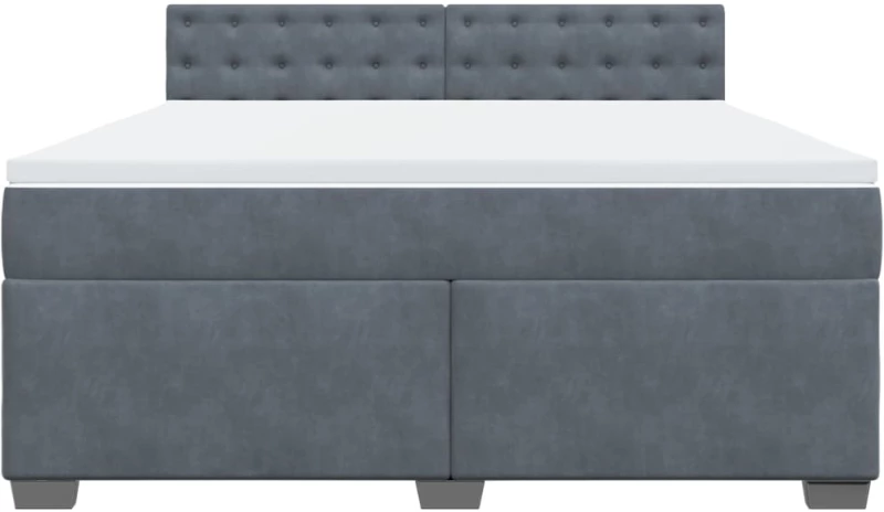 vidaXL Κρεβάτι Boxspring με Στρώμα Σκούρο Γκρι 180x200 εκ. Βελούδινο