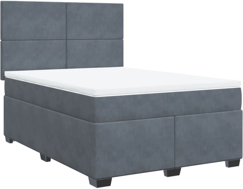 vidaXL Κρεβάτι Boxspring με Στρώμα Σκούρο Γκρι 140x200 εκ. Βελούδινο