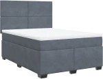 vidaXL Κρεβάτι Boxspring με Στρώμα Σκούρο Γκρι 140x200 εκ. Βελούδινο