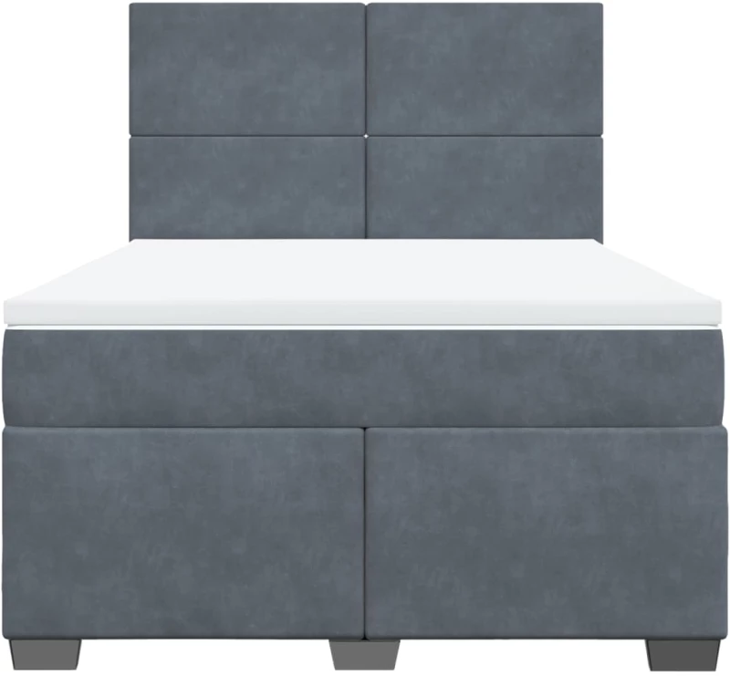 vidaXL Κρεβάτι Boxspring με Στρώμα Σκούρο Γκρι 140x200 εκ. Βελούδινο