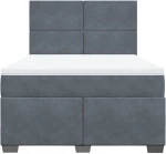 vidaXL Κρεβάτι Boxspring με Στρώμα Σκούρο Γκρι 140x200 εκ. Βελούδινο