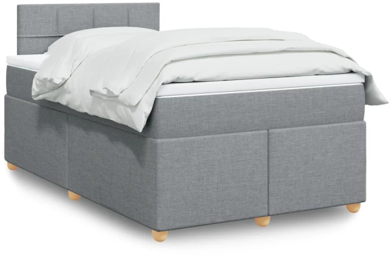 vidaXL Κρεβάτι Boxspring με Στρώμα Ανοιχτό Γκρι 120x200 εκ. Υφασμάτινο