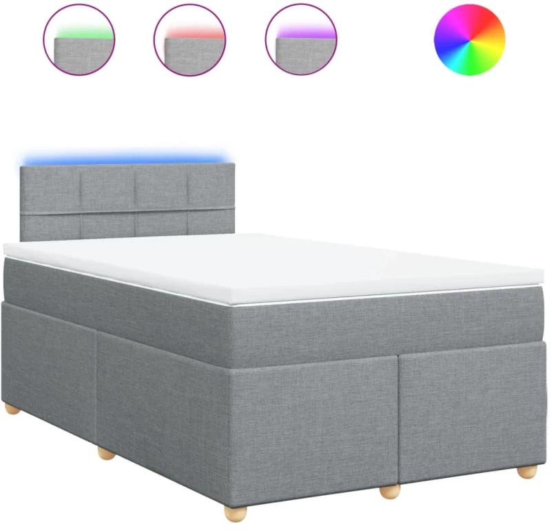 vidaXL Κρεβάτι Boxspring με Στρώμα Ανοιχτό Γκρι 120x200 εκ. Υφασμάτινο