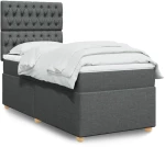 vidaXL Κρεβάτι Boxspring με Στρώμα Σκούρο Γκρι 100x200 εκ. Υφασμάτινο
