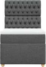 vidaXL Κρεβάτι Boxspring με Στρώμα Σκούρο Γκρι 100x200 εκ. Υφασμάτινο