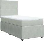 vidaXL Κρεβάτι Boxspring με Στρώμα Ανοιχτό Γκρι 90x200 εκ. Βελούδινο