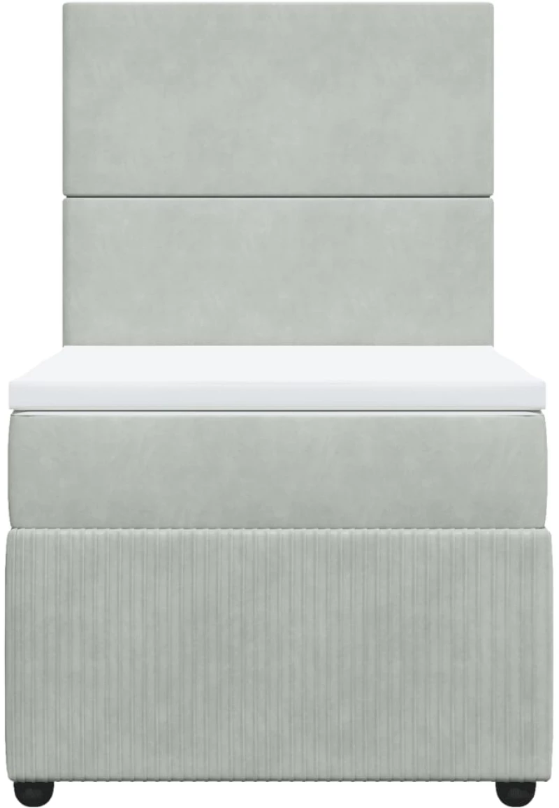 vidaXL Κρεβάτι Boxspring με Στρώμα Ανοιχτό Γκρι 90x200 εκ. Βελούδινο