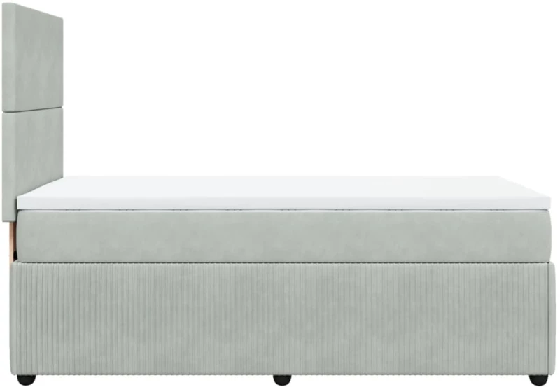 vidaXL Κρεβάτι Boxspring με Στρώμα Ανοιχτό Γκρι 90x200 εκ. Βελούδινο