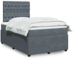 vidaXL Κρεβάτι Boxspring με Στρώμα Σκούρο Γκρι 120x190 εκ. Βελούδινο