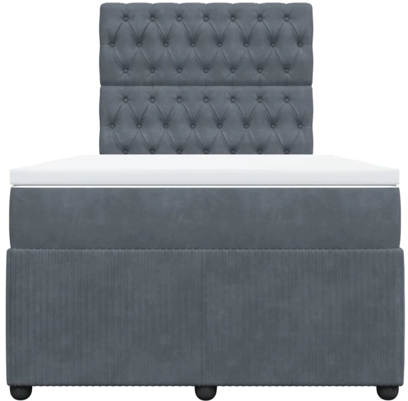 vidaXL Κρεβάτι Boxspring με Στρώμα Σκούρο Γκρι 120x190 εκ. Βελούδινο