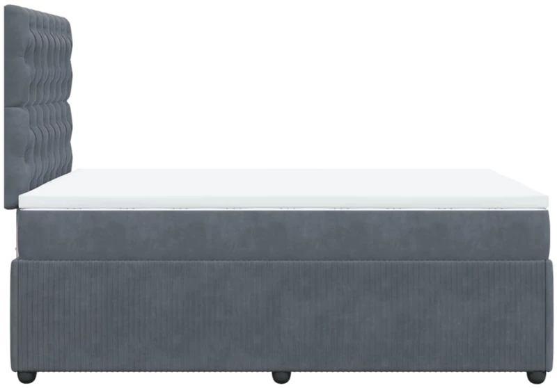 vidaXL Κρεβάτι Boxspring με Στρώμα Σκούρο Γκρι 120x190 εκ. Βελούδινο