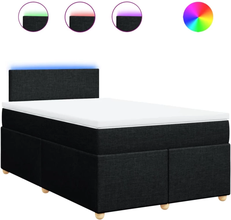 vidaXL Κρεβάτι Boxspring με Στρώμα Μαύρο 120x200 εκ. Υφασμάτινο
