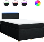 vidaXL Κρεβάτι Boxspring με Στρώμα Μαύρο 120x200 εκ. Υφασμάτινο