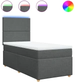 vidaXL Κρεβάτι Boxspring με Στρώμα Σκούρο Γκρι 90x200 εκ. Υφασμάτινο