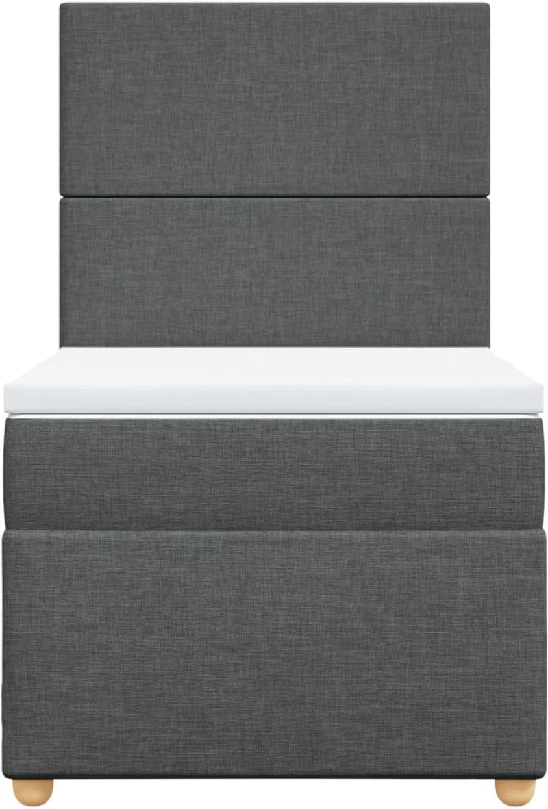 vidaXL Κρεβάτι Boxspring με Στρώμα Σκούρο Γκρι 90x200 εκ. Υφασμάτινο
