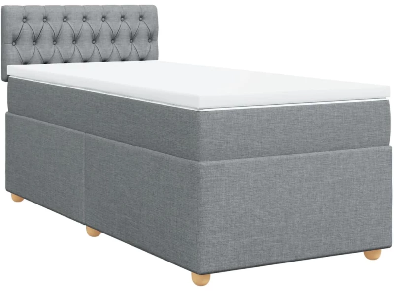 vidaXL Κρεβάτι Boxspring με Στρώμα Ανοιχτό Γκρι 90x200 εκ. Υφασμάτινο
