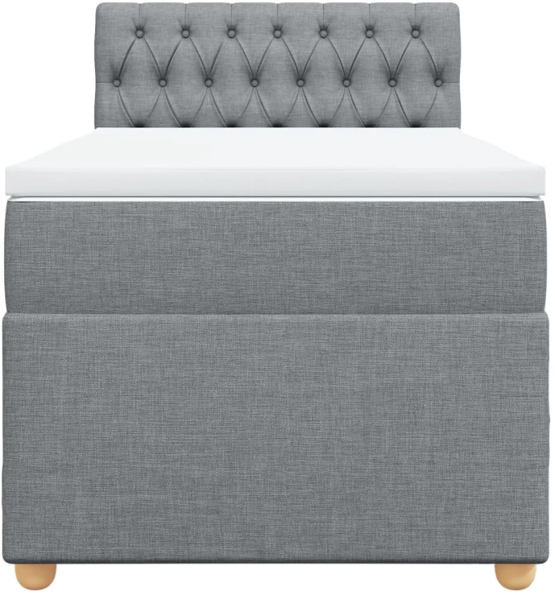 vidaXL Κρεβάτι Boxspring με Στρώμα Ανοιχτό Γκρι 90x200 εκ. Υφασμάτινο