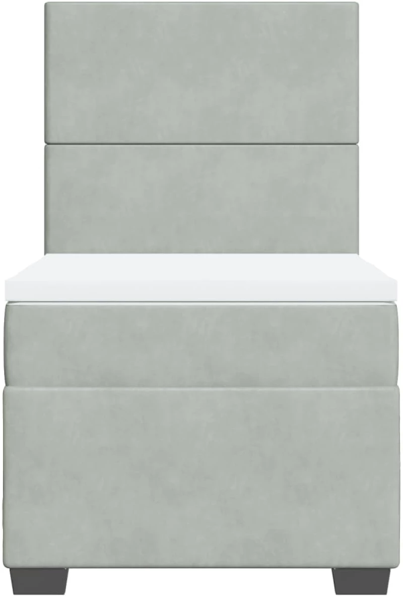 vidaXL Κρεβάτι Boxspring με Στρώμα Ανοιχτό Γκρι 90x200 εκ. Βελούδινο