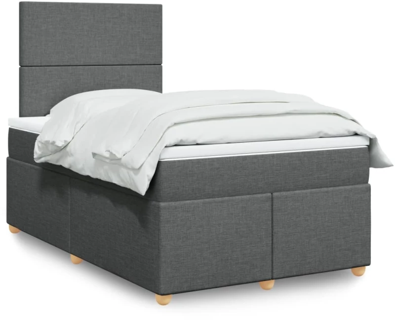 vidaXL Κρεβάτι Boxspring με Στρώμα Σκούρο Γκρι 120x190 εκ Υφασμάτινο