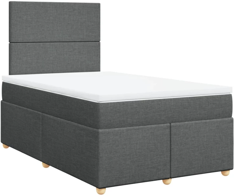 vidaXL Κρεβάτι Boxspring με Στρώμα Σκούρο Γκρι 120x190 εκ Υφασμάτινο