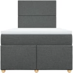 vidaXL Κρεβάτι Boxspring με Στρώμα Σκούρο Γκρι 120x190 εκ Υφασμάτινο