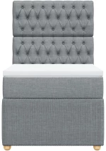 vidaXL Κρεβάτι Boxspring με Στρώμα Ανοιχτό Γκρι 90x190 εκ. Υφασμάτινο