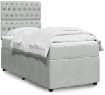 vidaXL Κρεβάτι Boxspring με Στρώμα Ανοιχτό Γκρι 90x200 εκ. Βελούδινο