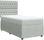 vidaXL Κρεβάτι Boxspring με Στρώμα Ανοιχτό Γκρι 90x200 εκ. Βελούδινο
