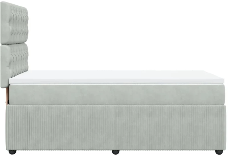 vidaXL Κρεβάτι Boxspring με Στρώμα Ανοιχτό Γκρι 90x200 εκ. Βελούδινο
