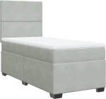 vidaXL Κρεβάτι Boxspring με Στρώμα Ανοιχτό Γκρι 90x200 εκ. Βελούδινο