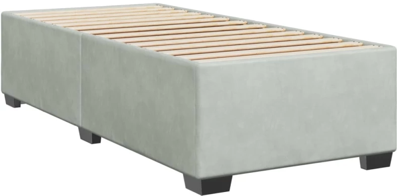 vidaXL Κρεβάτι Boxspring με Στρώμα Ανοιχτό Γκρι 90x200 εκ. Βελούδινο