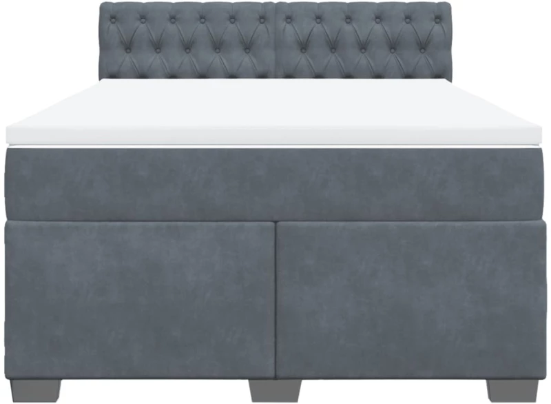 vidaXL Κρεβάτι Boxspring με Στρώμα Σκούρο Γκρι 140x200 εκ. Βελούδινο