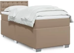 vidaXL Κρεβάτι Boxspring με Στρώμα Καπουτσίνο 90x190εκ.από Συνθ. Δέρμα