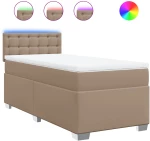 vidaXL Κρεβάτι Boxspring με Στρώμα Καπουτσίνο 90x190εκ.από Συνθ. Δέρμα