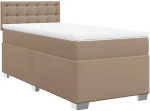 vidaXL Κρεβάτι Boxspring με Στρώμα Καπουτσίνο 90x190εκ.από Συνθ. Δέρμα
