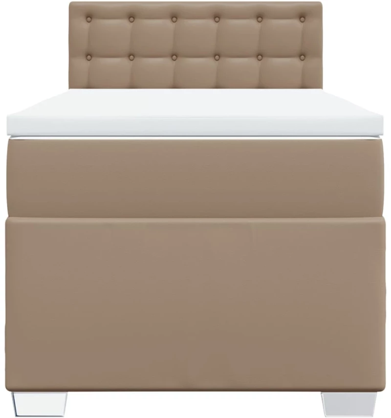 vidaXL Κρεβάτι Boxspring με Στρώμα Καπουτσίνο 90x190εκ.από Συνθ. Δέρμα
