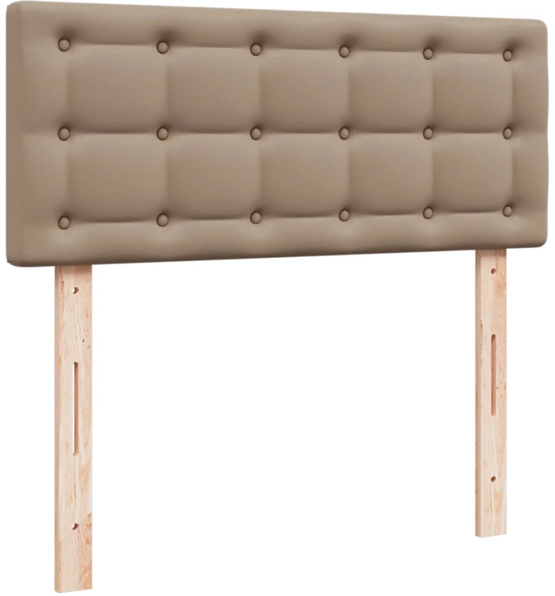 vidaXL Κρεβάτι Boxspring με Στρώμα Καπουτσίνο 90x190εκ.από Συνθ. Δέρμα